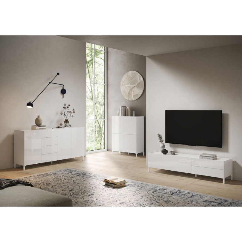 Madia moderna 3 ante/4 cassetti 174x40x84 cm Solaria