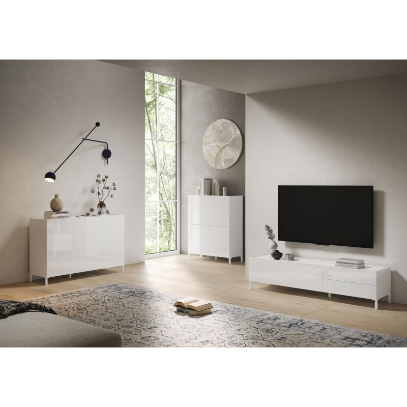 Madia moderna 3 ante/4 cassetti 174x40x84 cm Solaria
