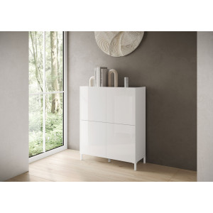 Credenza alta moderna 4 ante 90x35x110 cm Solaria