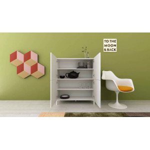 Zoom Credenza alta moderna 4 ante 90x35x110 cm Solaria