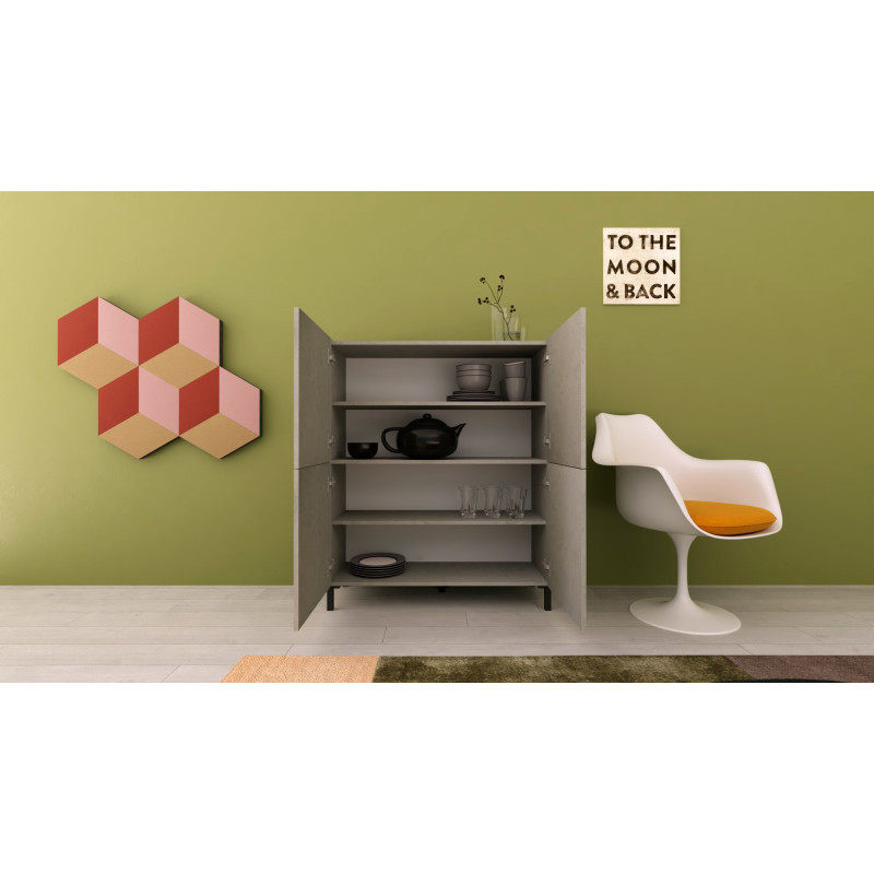 Credenza alta moderna 4 ante 90x35x110 cm Solaria