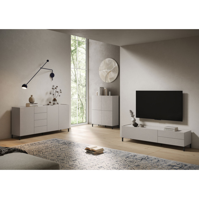 Credenza alta moderna 4 ante 90x35x110 cm Solaria