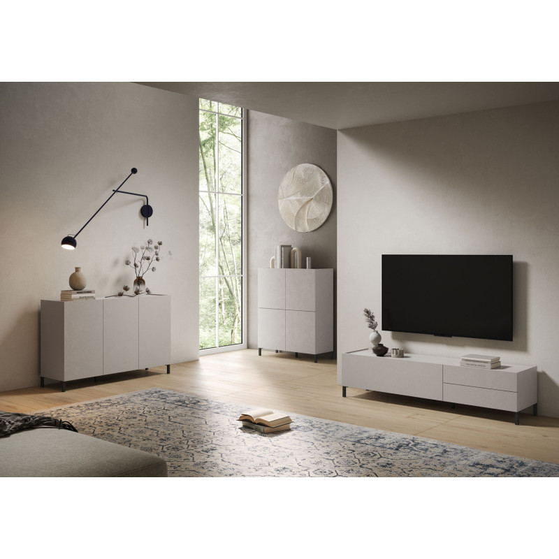 Credenza alta moderna 4 ante 90x35x110 cm Solaria