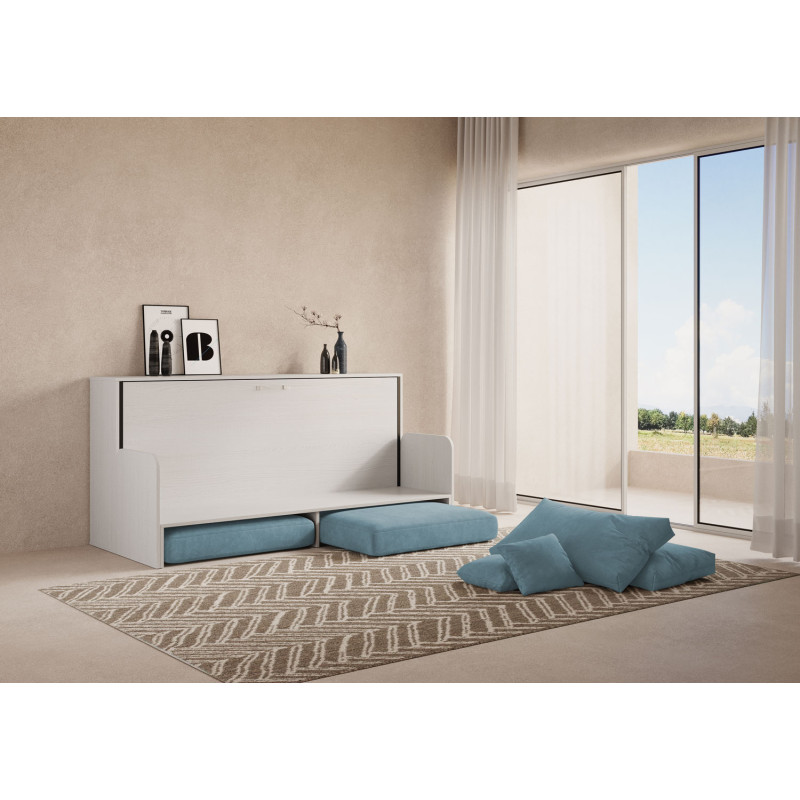 Letto singolo a scomparsa Kando con divano , azzurro
