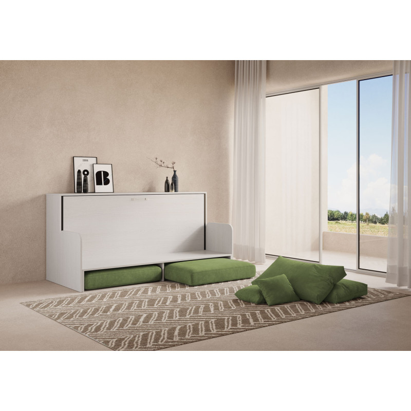Letto singolo a scomparsa Kando con divano con materasso , verde