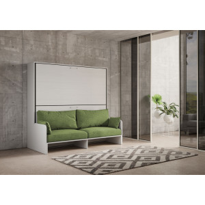 Zoom Letto doppio a scomparsa Kando con divano con materassi , verde