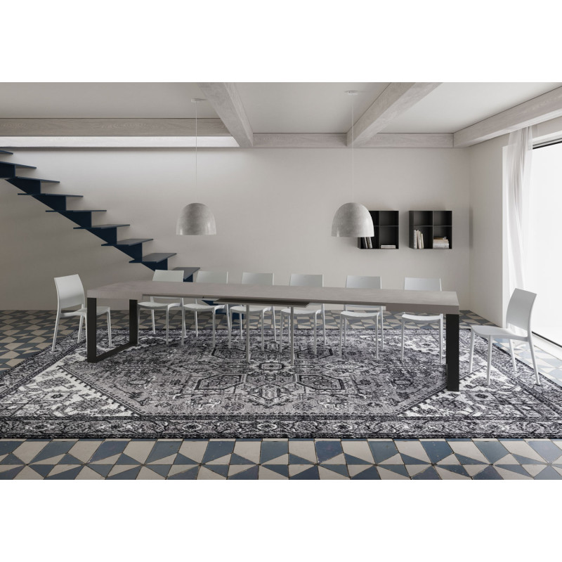 Tavolo allungabile 120/380x90 cm Tecno telaio Antracite