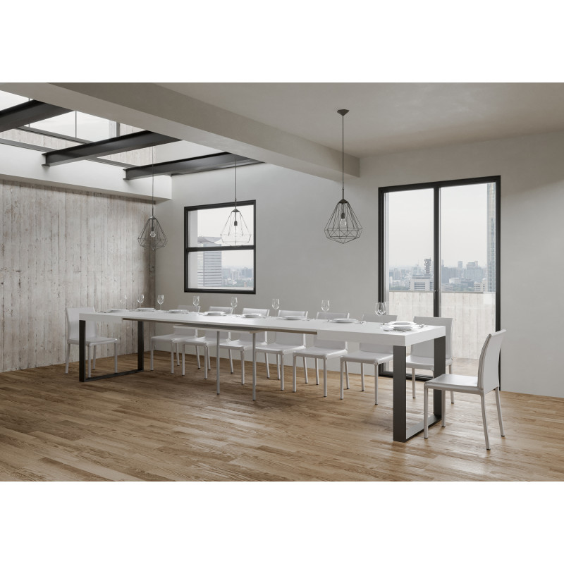 Tavolo allungabile 140/400x90 cm Tecno telaio Antracite