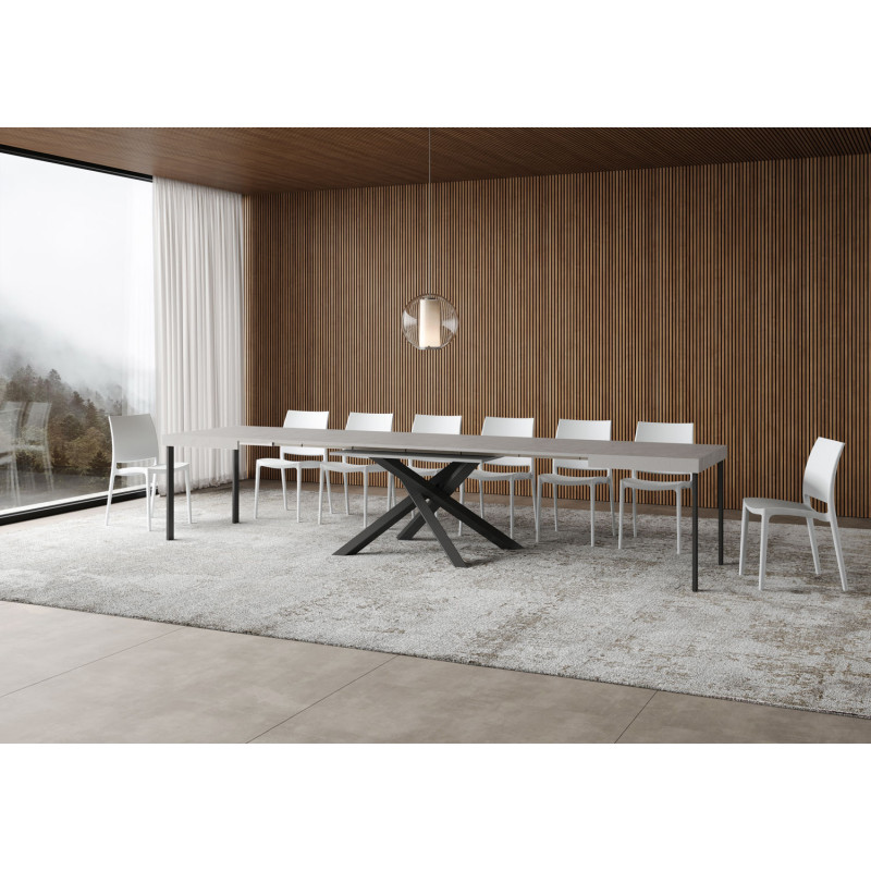 Tavolo allungabile 140/400x90 cm Volantis telaio Antracite