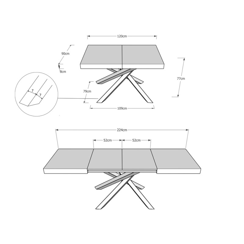 Tavolo allungabile 130/234x90 cm Volantis telaio Bianche