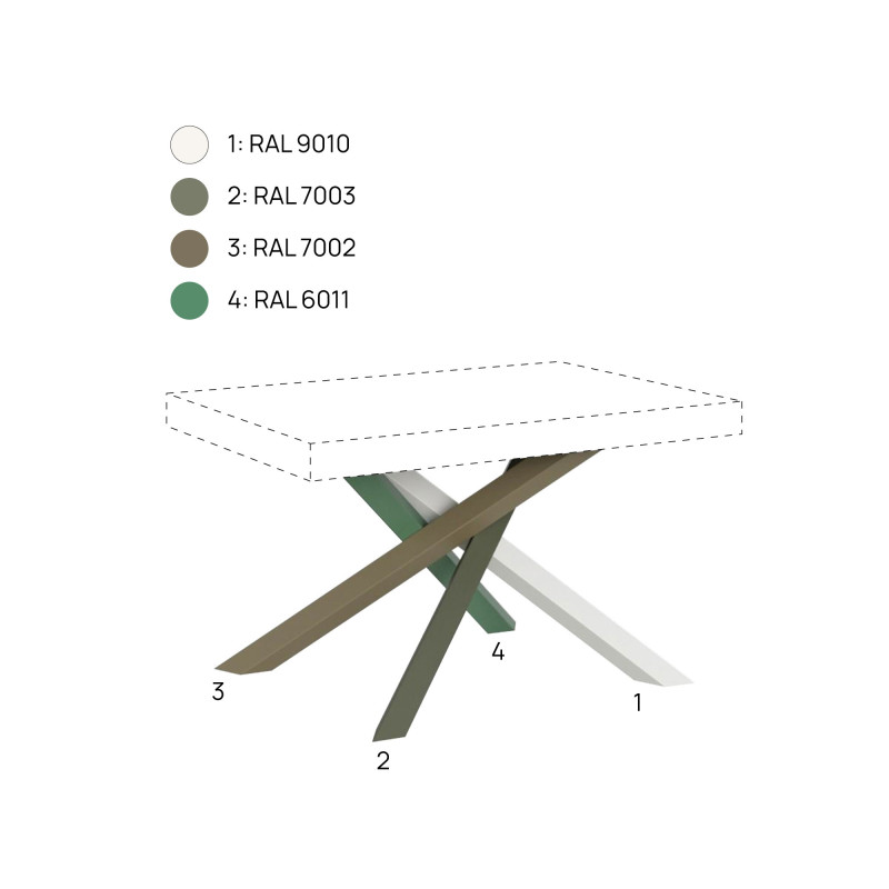 Tavolo allungabile 120/380x90 cm Volantis telaio Multicolore 4/A