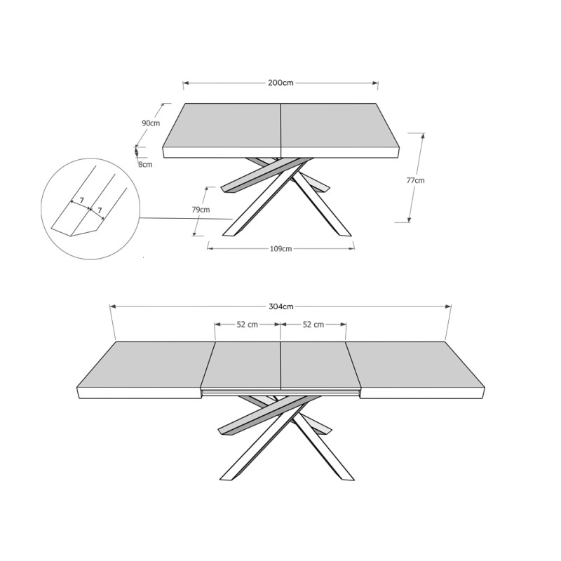 Tavolo allungabile 200/304x90 cm Volantis telaio Multicolore 4/B
