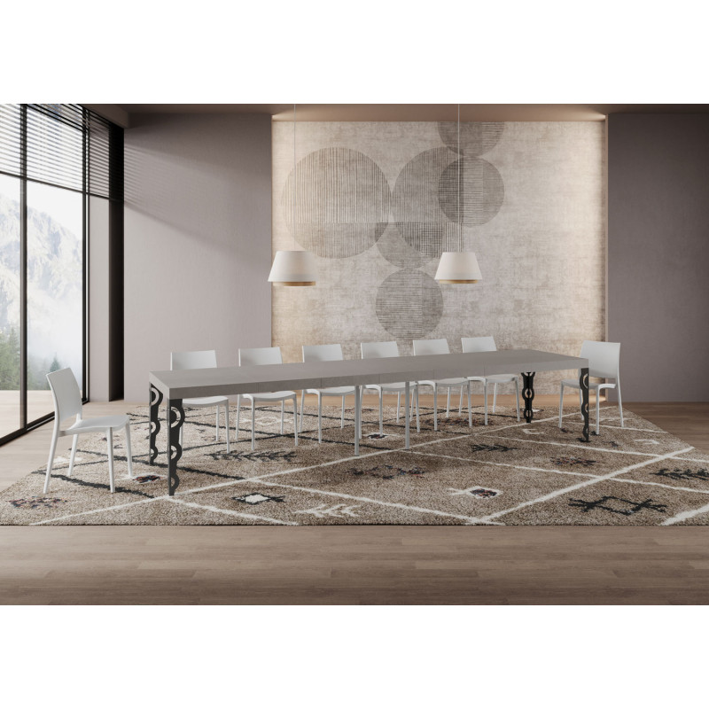 Tavolo allungabile 120/380x90 cm Karamay Premium telaio Antracite