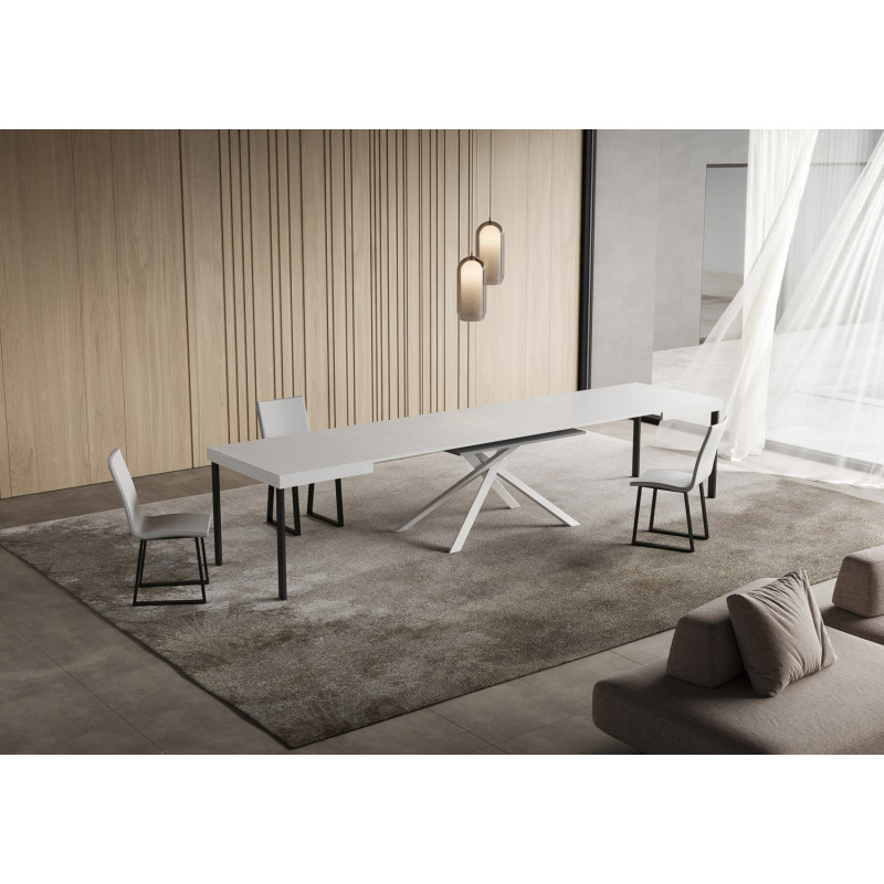 Tavolo allungabile 140/400x90 cm Niket telaio Bianche