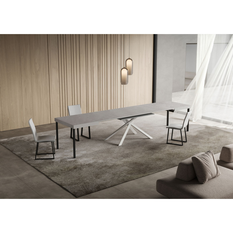 Tavolo allungabile 140/400x90 cm Niket telaio Bianche