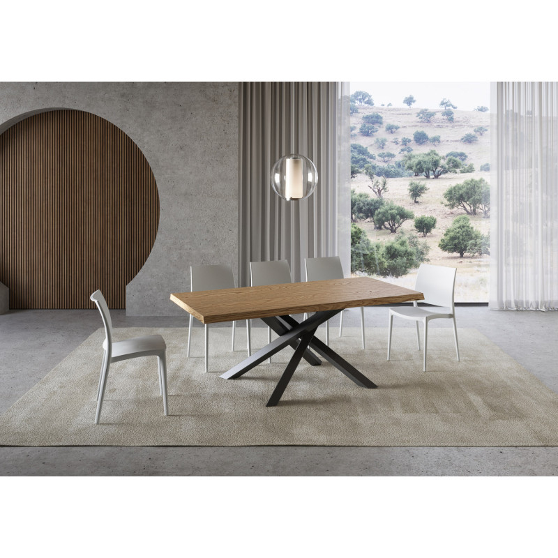 Tavolo fisso 180x90 cm Versalux scortecciato telaio Antracite