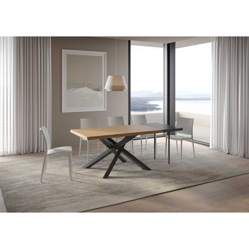 Tavolo allungabile 160/210x90 cm Versalux scortecciato telaio Antracite