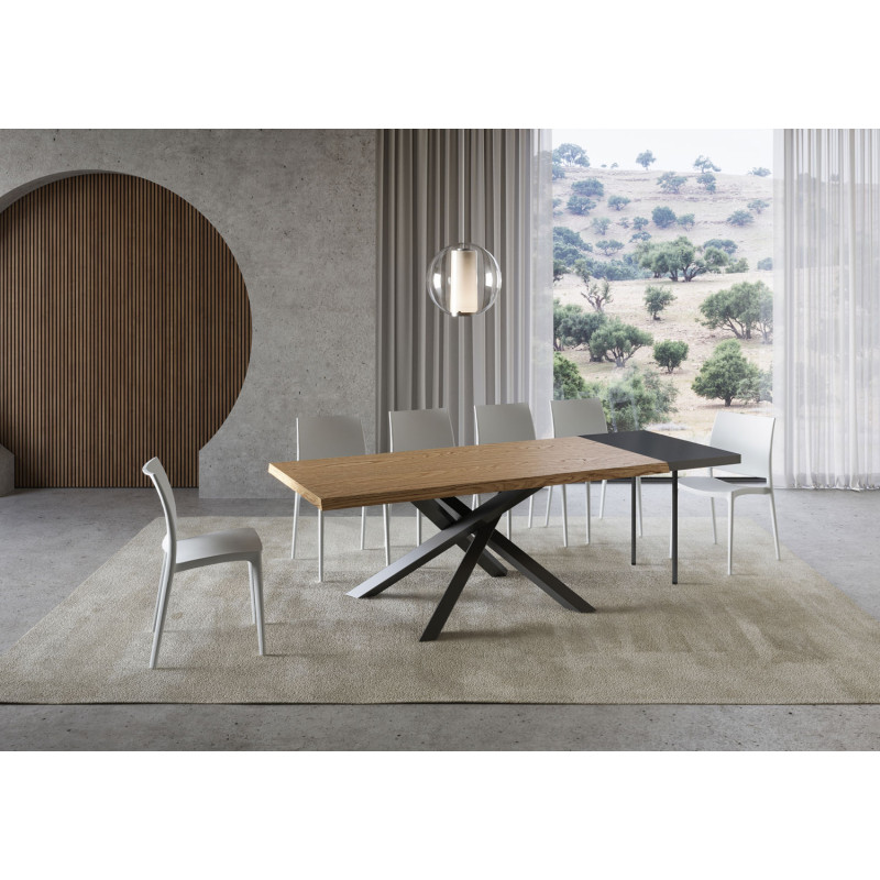 Tavolo allungabile 200/250x90 cm Versalux scortecciato telaio Antracite