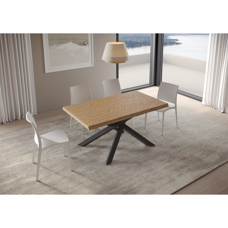 Tavolo allungabile 140/240x90 cm Versalux scortecciato telaio Antracite
