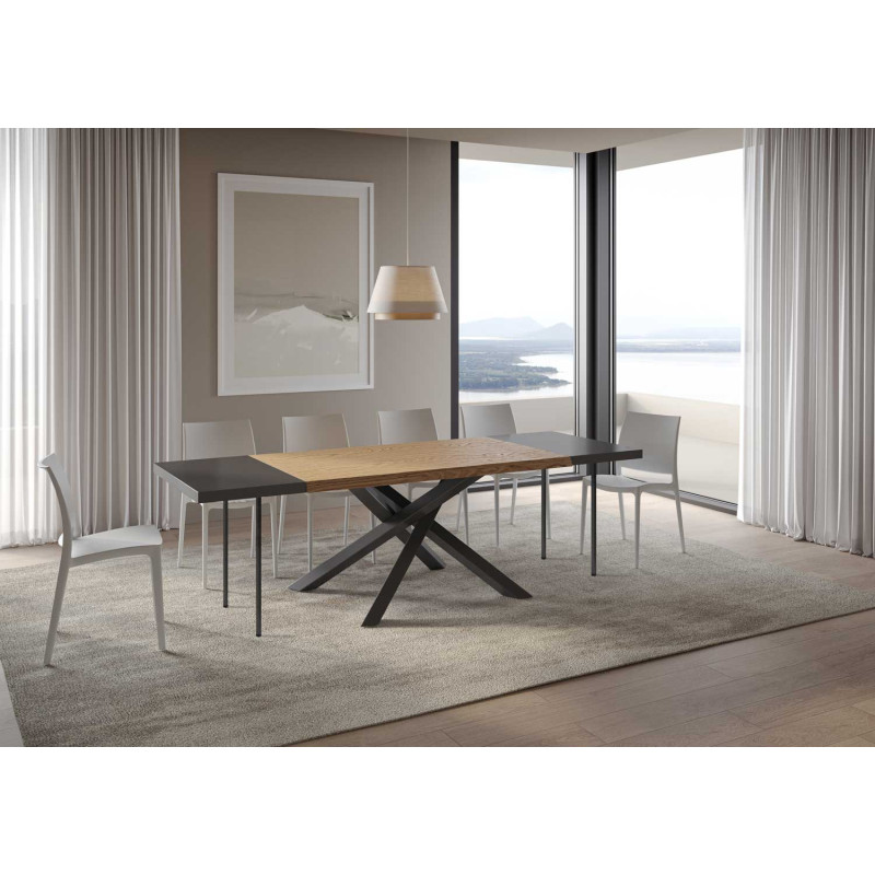 Tavolo allungabile 140/240x90 cm Versalux scortecciato telaio Antracite