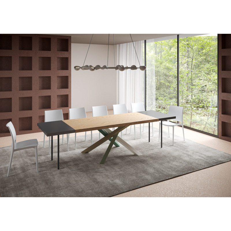 Tavolo allungabile 180/280x90 cm Versalux scortecciato telaio Multicolore 4/A