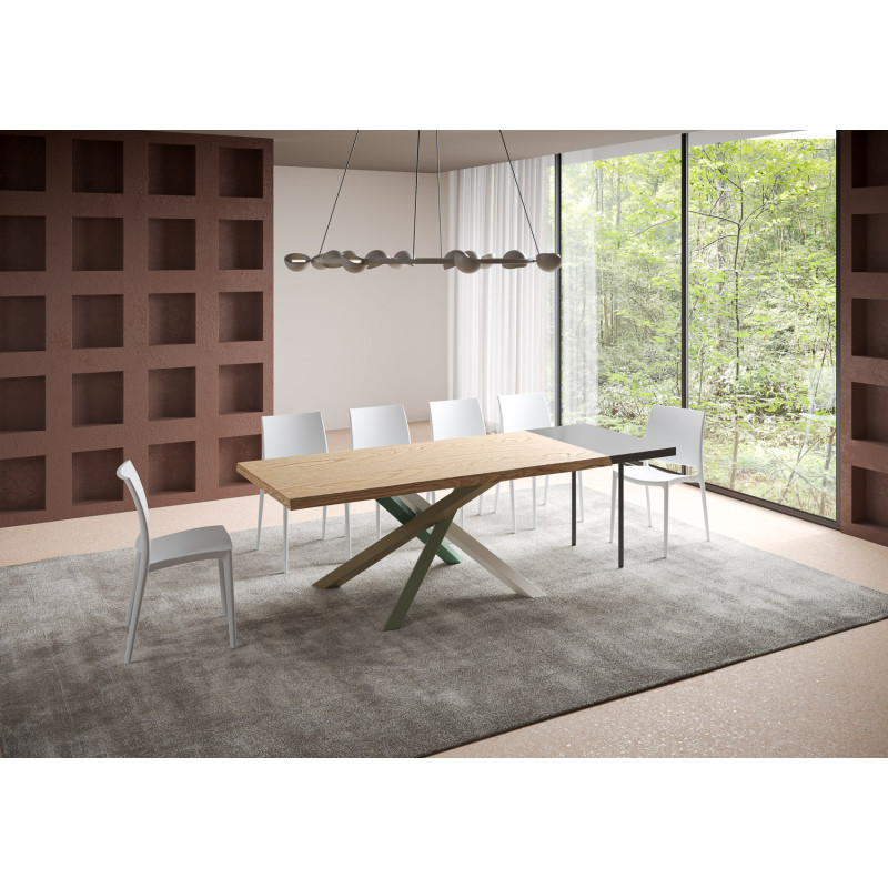 Tavolo allungabile 200/300x90 cm Versalux scortecciato telaio Multicolore 4/A