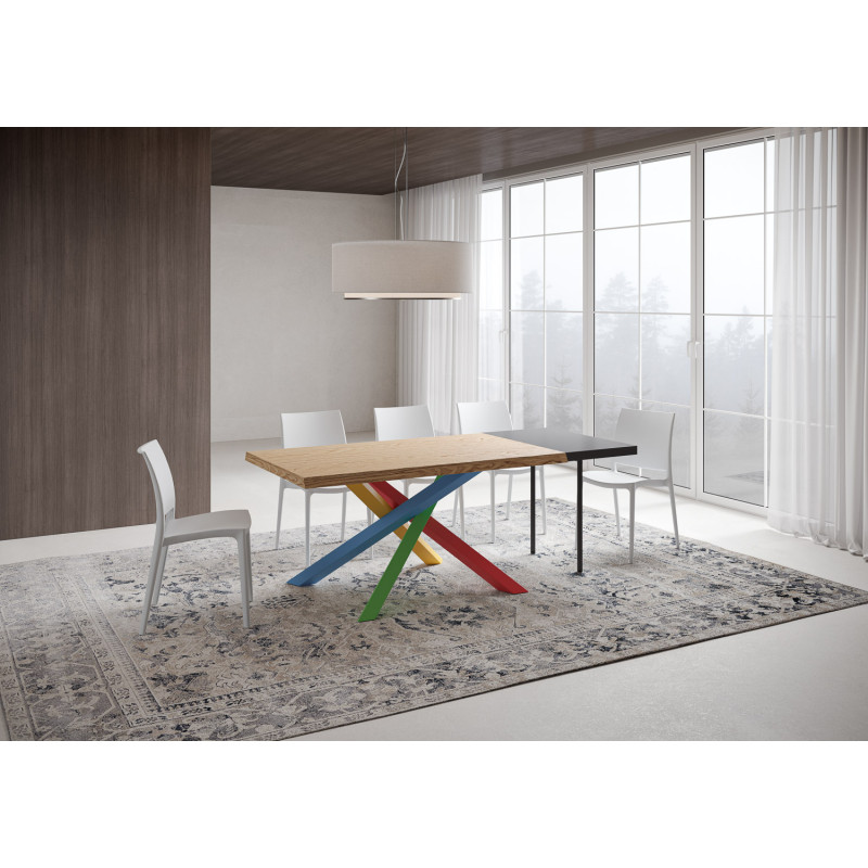 Tavolo allungabile 160/210x90 cm Versalux scortecciato telaio Multicolore 4/B