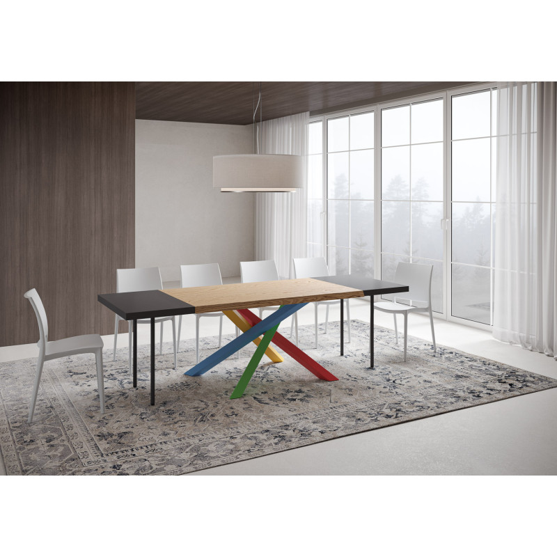 Tavolo allungabile 160/260x90 cm Versalux scortecciato telaio Multicolore 4/B
