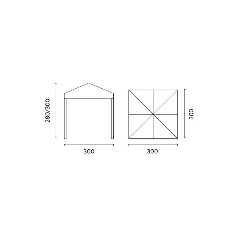 Gazebo pieghevole Moia 3x3 m pratico e resistente per esterno