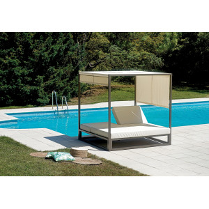Zoom Baldacchino matrimoniale MOIA in alluminio tortora con cuscino in PVC-leather