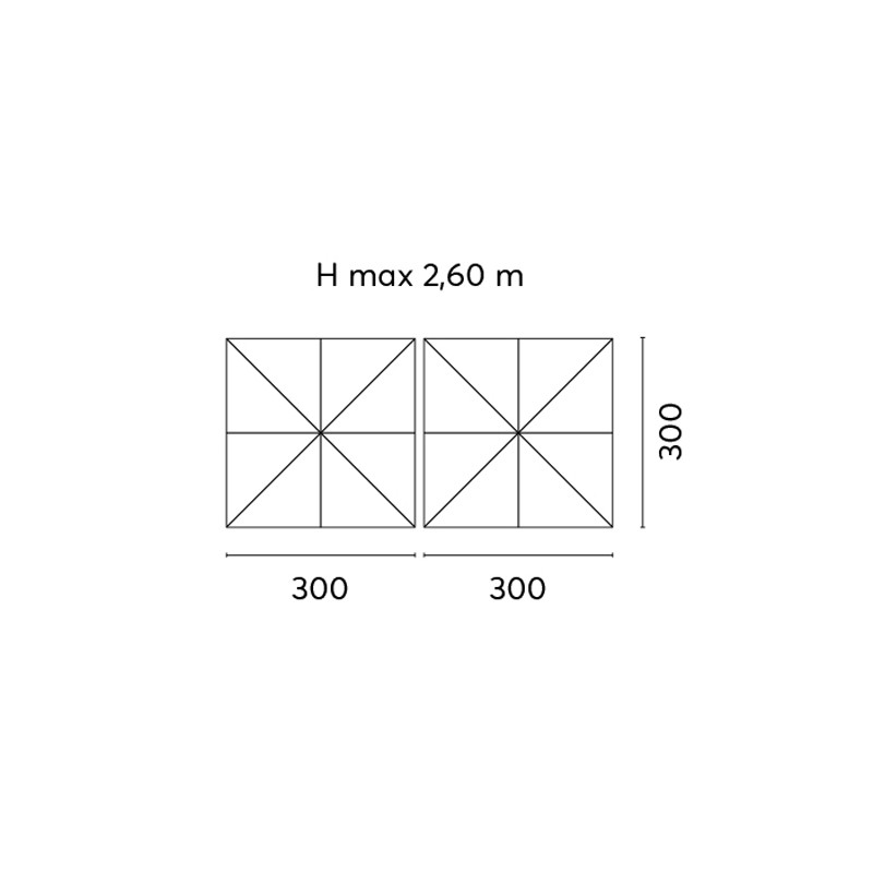 Ombrellone Doppio Moia 3x3 mt Fusto Antracite Contract