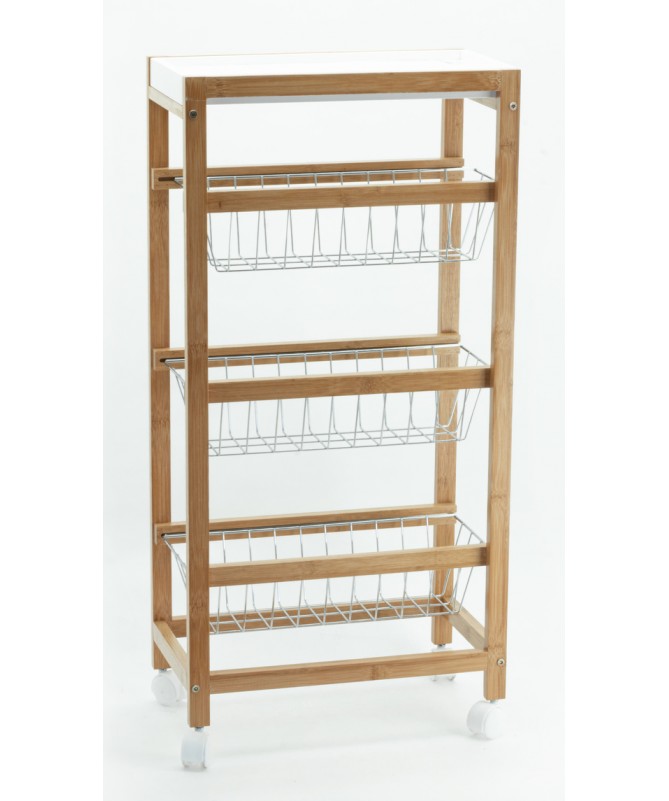 CARRELLO CUCINA TORONTO 3 CESTI MDF NAT/BCO FFI 40X22X83 CM