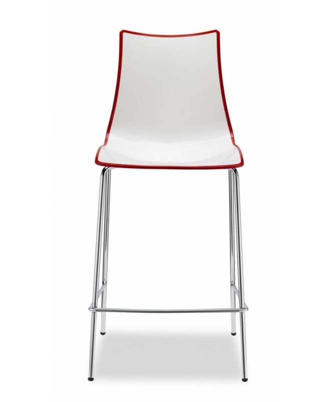 SET 2 SGABELLI ZEBRA BICOLORE H 65 con scocca in POLIMERO e struttura in ACCIAIO CROMATO MADE IN ITALY COLORATI