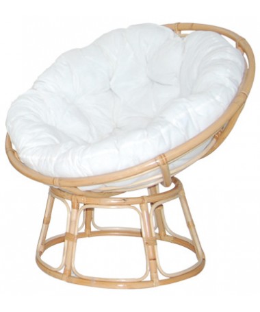 Poltrona Papasan in canna manao con cuscino bianco