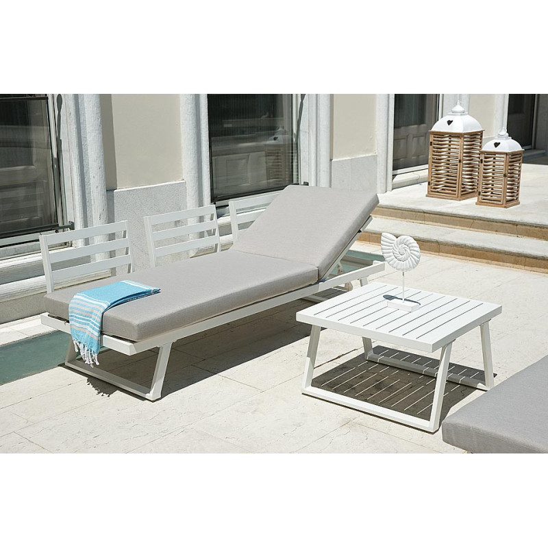 Set Angolare Tunisi Moia con Divani Lettino Bianco Alluminio