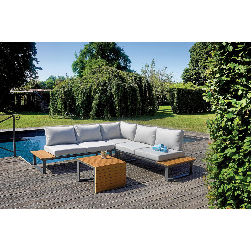 Set angolare MOIA Saint Tropez in alluminio e resin wood