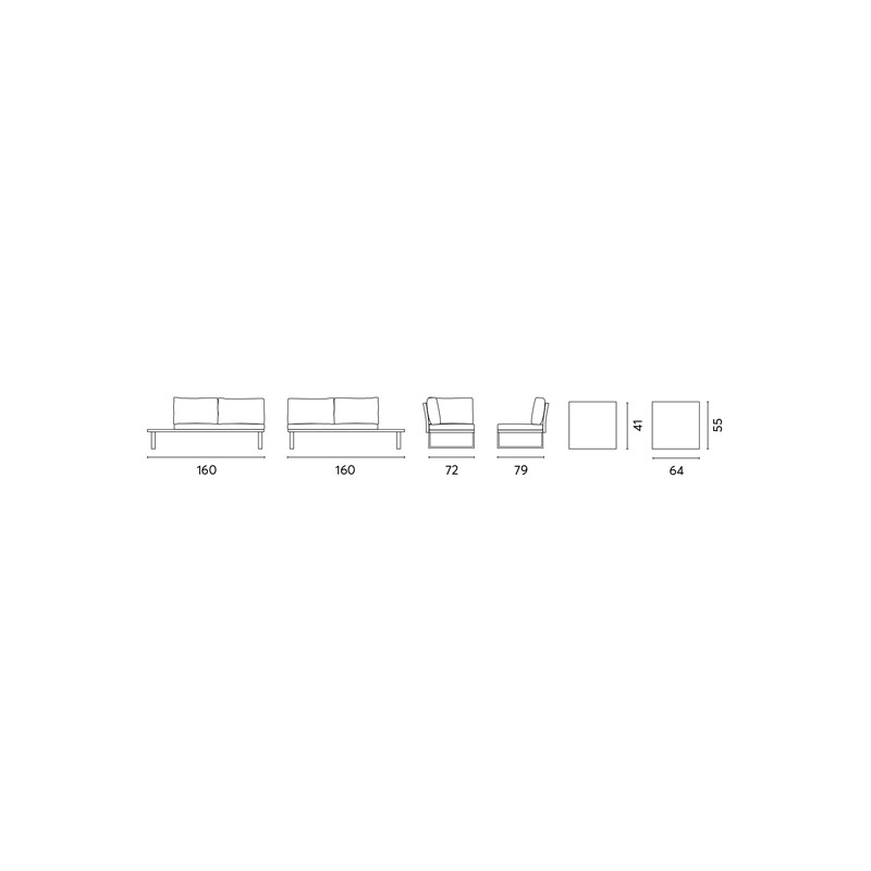 Set angolare MOIA Saint Tropez in alluminio e resin wood