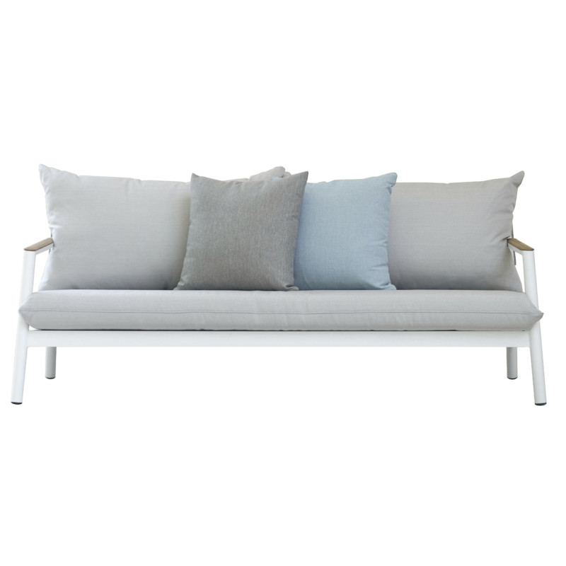 Set Cassis Moia alluminio bianco e teak salotto giardino moderno
