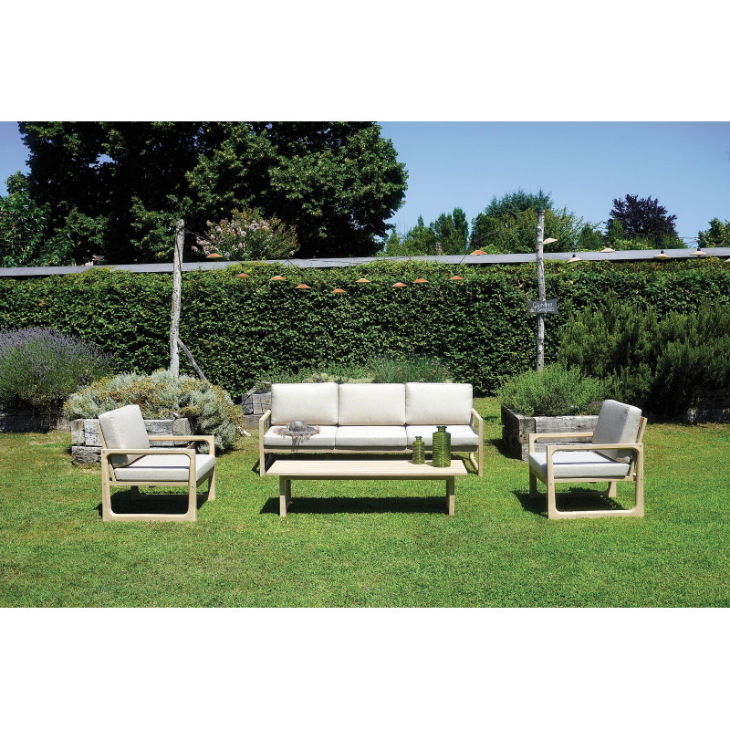 Salotto Moia Dresda in Acacia con Divano 3 Posti Giardino