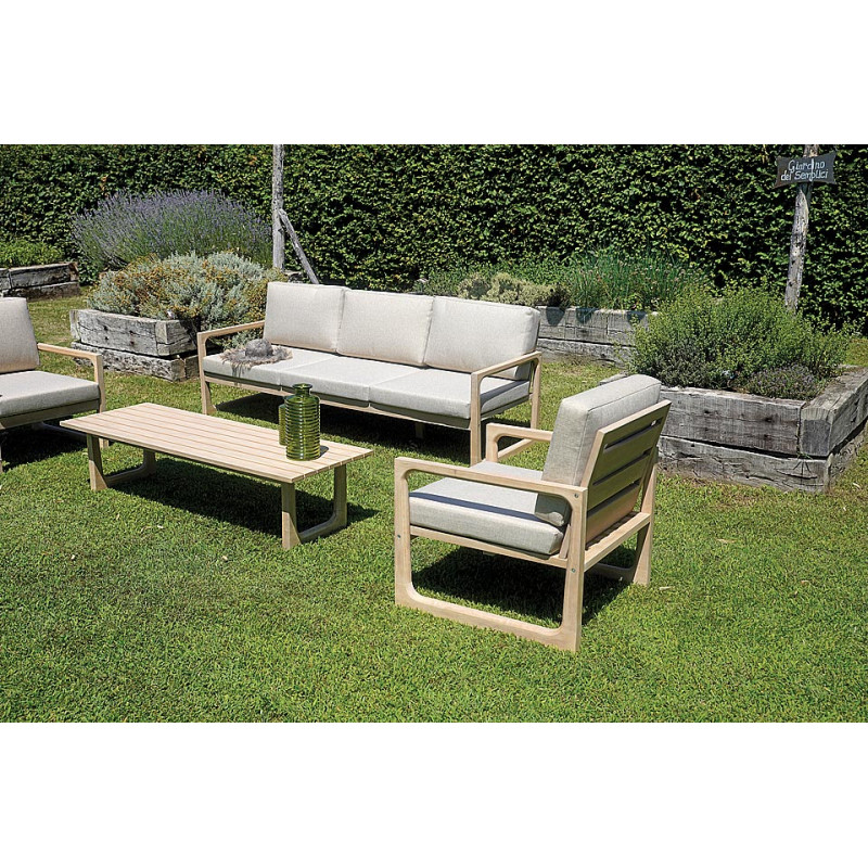 Salotto Moia Dresda in Acacia con Divano 3 Posti Giardino