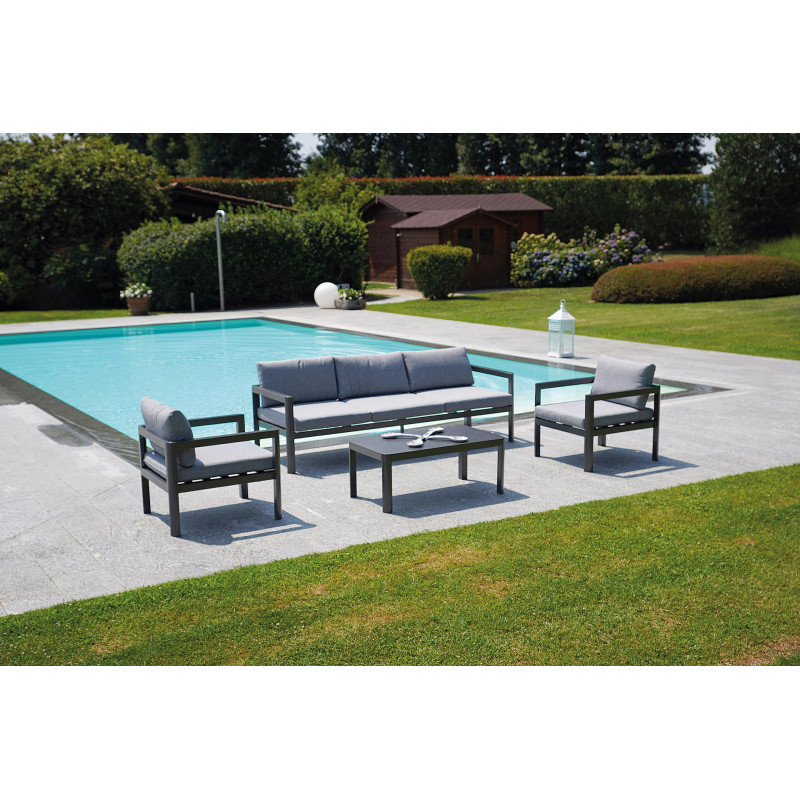Set 2 poltrone Marsiglia Moia antracite alluminio da giardino