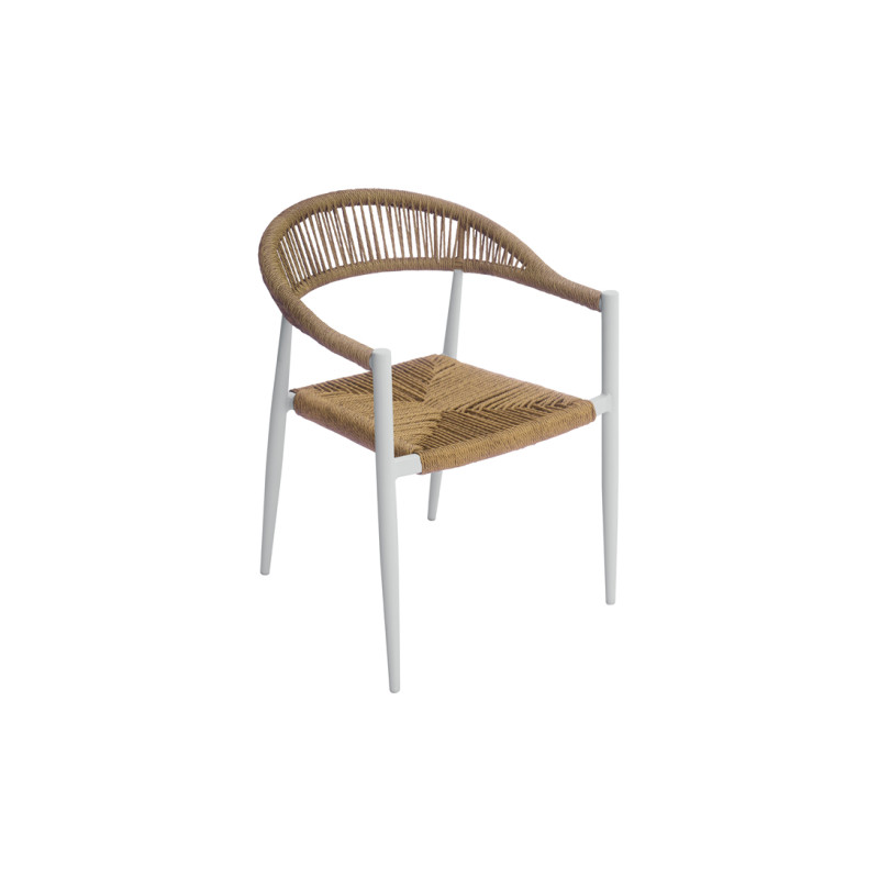 Set 2 sedie Moia Contract bianco corda paglia da giardino