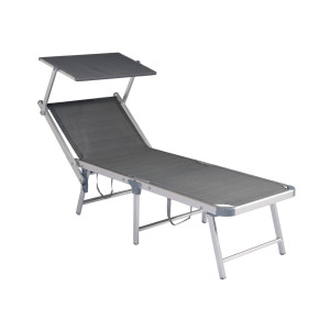 Set di 2 Lettini Mare Alluminio Grigio con Tettuccio