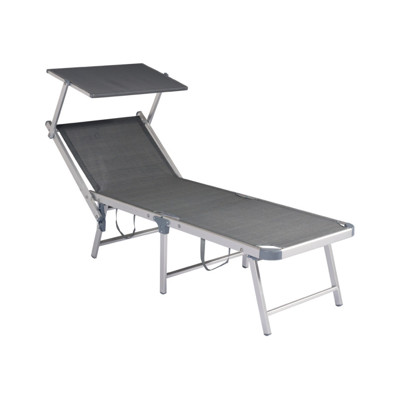 Set di 2 Lettini Mare Alluminio Grigio con Tettuccio