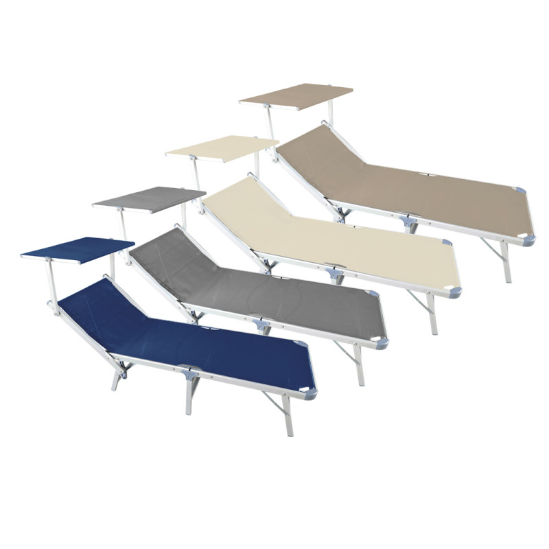 Set di 2 Lettini Mare Alluminio Grigio con Tettuccio