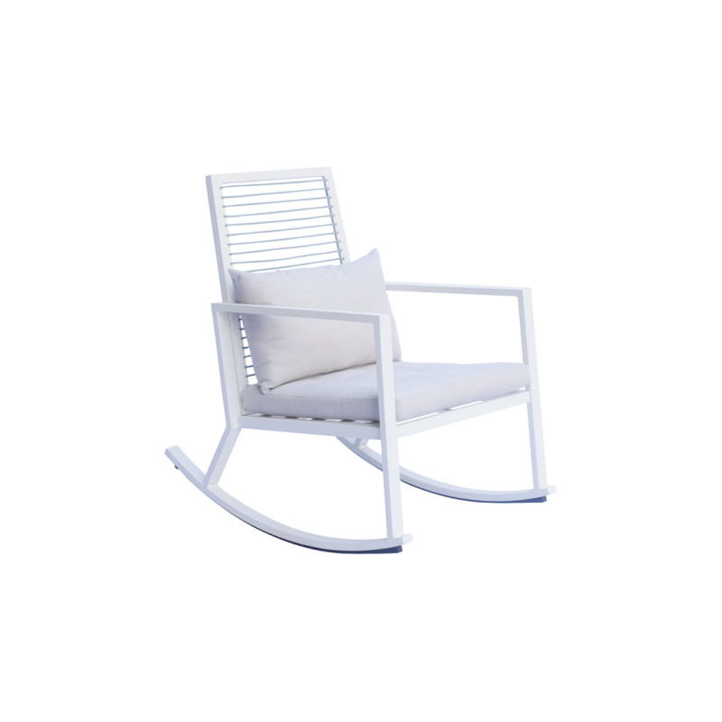 Sedia a dondolo Moia schienale corda bianco da giardino