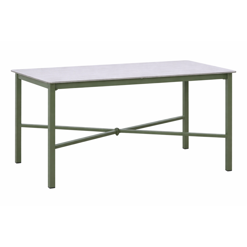 Salotto Tarquinia Tavolo Rettangolare In Ferro E Textilene Verde + Resin Wood Moia