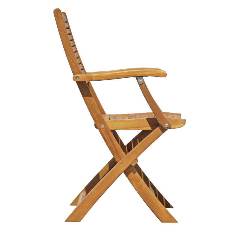 Set Tavolo Castiglione + 4 Sedie Pietrasanta In Acacia Pieghevole Con Braccioli Moia