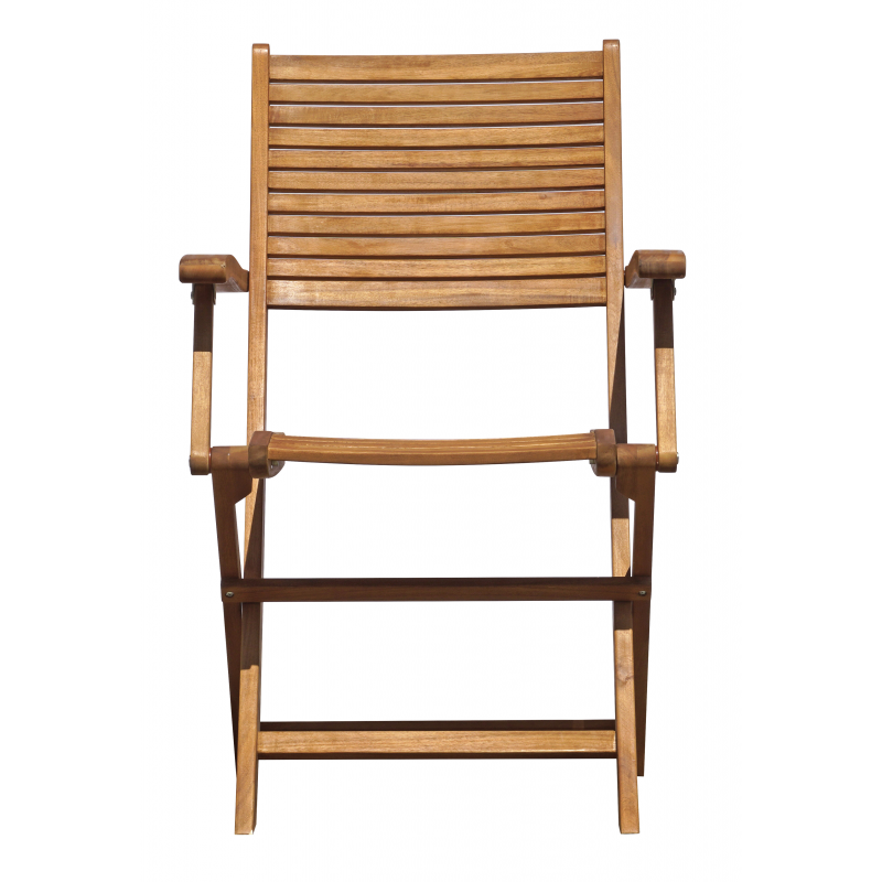 Set Tavolo Castiglione + 4 Sedie Pietrasanta In Acacia Pieghevole Con Braccioli Moia