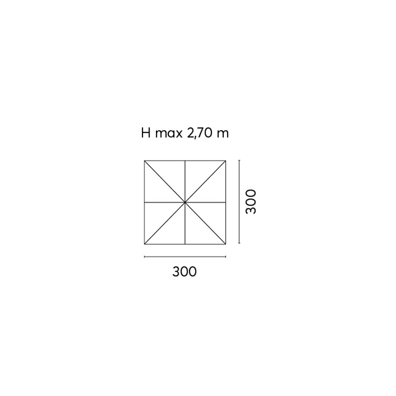 Ombrellone 3x3 palo laterale bianco maniglia telo bianco Moia
